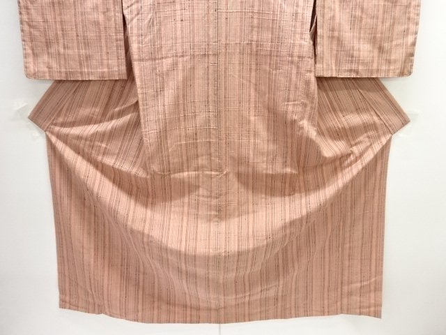  縞織出し手織り紬単衣着物